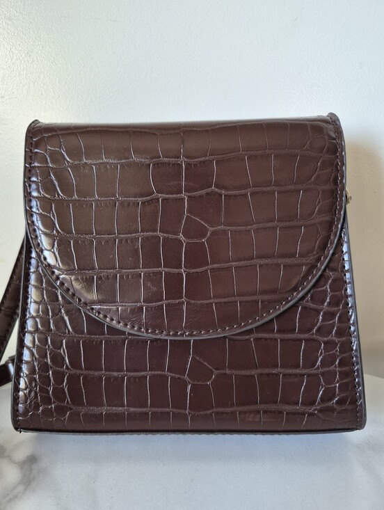 Mango Handbags - MANGO Mini Croc-Embossed Crossbody Purse – Chocolate Brown